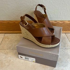 Franco Sarto 7.5M Charra, Saddle Tan Le Wedged Sandals